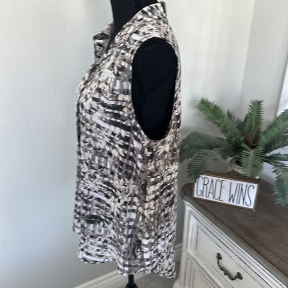 Apt. 9 Women's Blouse Size Large Sleeveless Button Up Collar Geometric Print Y2K - Picture 4 of 12